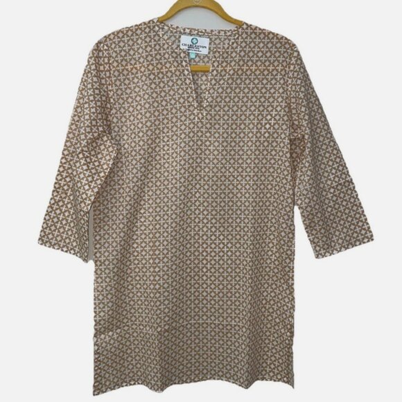 Charleston Shoe Co. by Steve Mayer Cotton Tunic/Cover-Up Tan Medallion Medium - Picture 1 of 7